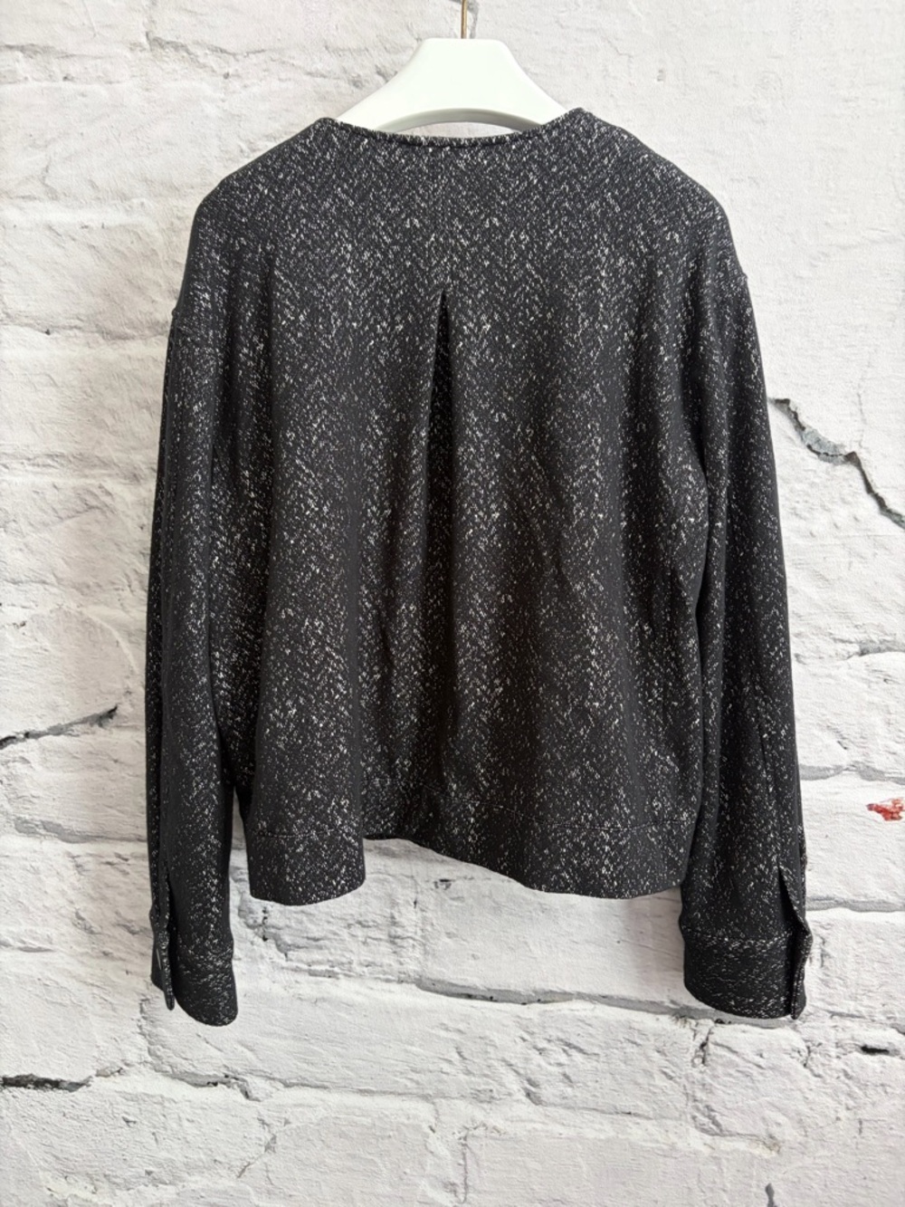 SPANX Herringbone Ponte Knit Bomber Jacket Black White Soft Business Casual - Picture 7 of 10